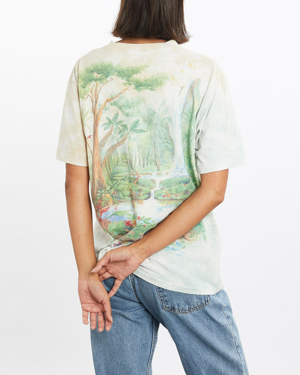 Vintage, 1991, Liquid, Blue, Rainforest, Wildlife, Tie, Dye, Tee, The Real Deal, size small, colour Multicolour, newtown, sydney, australia, thrift store, opshop, preloved, secondhand, sustainable, retro, antique, 70s, 80s, 90s, 2000s, 00s, fashion, clothing, streetwear, trendy, garment, style, boutique, store, shop, archive, sale, cheap, best, top, T-Shirts