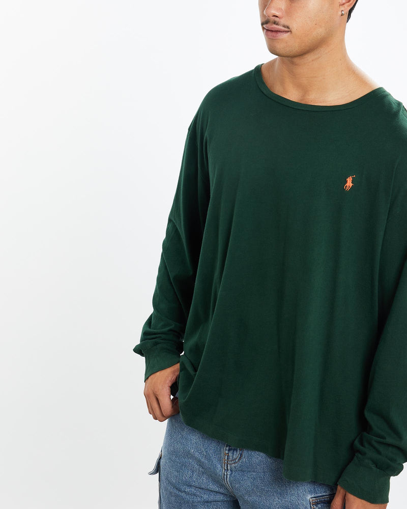 Vintage, 90s, Polo, Ralph, Lauren, Long, Sleeve, Tee, The Real Deal, size extra large, colour Green, newtown, sydney, australia, thrift store, opshop, preloved, secondhand, sustainable, retro, antique, 70s, 80s, 90s, 2000s, 00s, fashion, clothing, streetwear, trendy, garment, style, boutique, store, shop, archive, sale, cheap, best, top, T-Shirts
