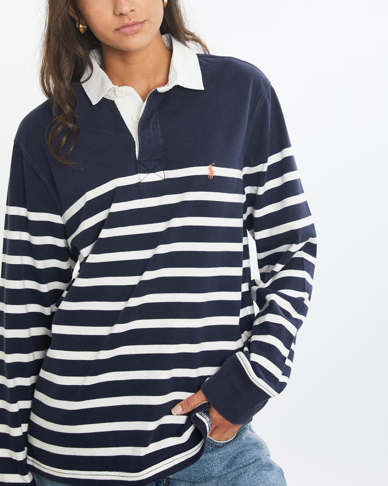 Vintage, 90s, Polo, Ralph, Lauren, Rugby, Shirt, The Real Deal, size small, colour Navy, newtown, sydney, australia, thrift store, opshop, preloved, secondhand, sustainable, retro, antique, 70s, 80s, 90s, 2000s, 00s, fashion, clothing, streetwear, trendy, garment, style, boutique, store, shop, archive, sale, cheap, best, top, Shirts