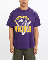 Vintage, 90s, NFL, Minnesota, Vikings, Tee, The Real Deal, size large, colour Purple, newtown, sydney, australia, thrift store, opshop, preloved, secondhand, sustainable, retro, antique, 70s, 80s, 90s, 2000s, 00s, fashion, clothing, streetwear, trendy, garment, style, boutique, store, shop, archive, sale, cheap, best, top, T-Shirts