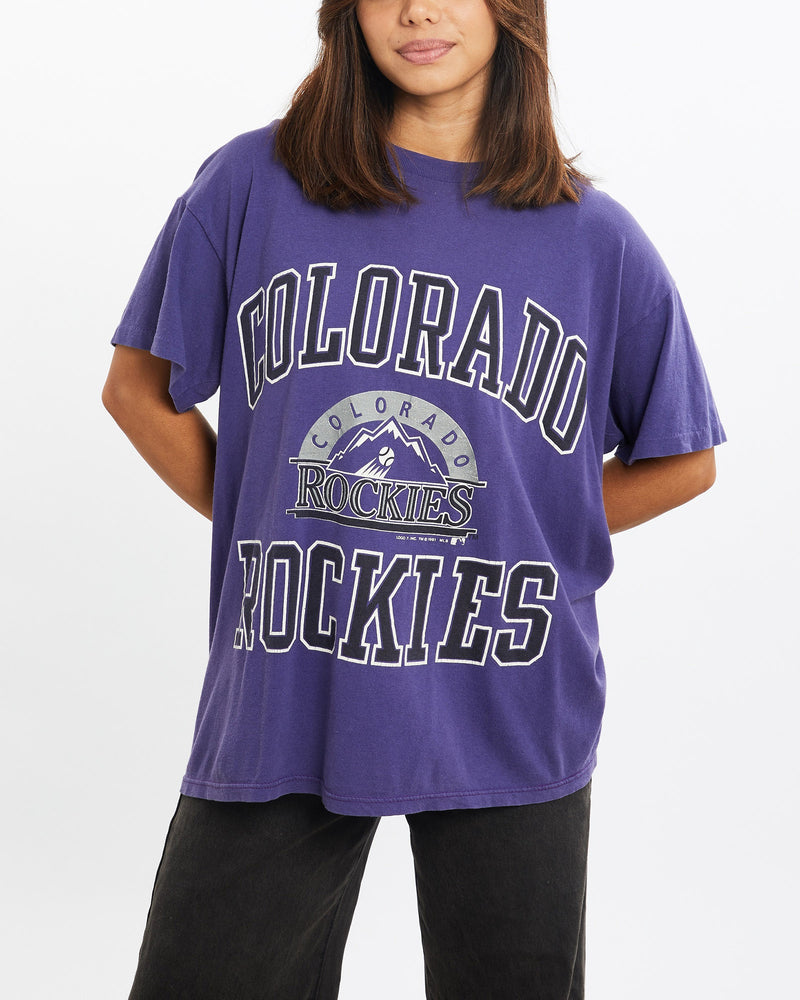 Vintage, 1991, MLB, Colorado, Rockies, Tee, The Real Deal, size extra small, colour Red, newtown, sydney, australia, thrift store, opshop, preloved, secondhand, sustainable, retro, antique, 70s, 80s, 90s, 2000s, 00s, fashion, clothing, streetwear, trendy, garment, style, boutique, store, shop, archive, sale, cheap, best, top, T-Shirts