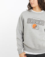 Vintage, NFL, Cleveland, Browns, Sweatshirt, The Real Deal, size medium, colour Grey, newtown, sydney, australia, thrift store, opshop, preloved, secondhand, sustainable, retro, antique, 70s, 80s, 90s, 2000s, 00s, fashion, clothing, streetwear, trendy, garment, style, boutique, store, shop, archive, sale, cheap, best, top, Sweats and hoodies