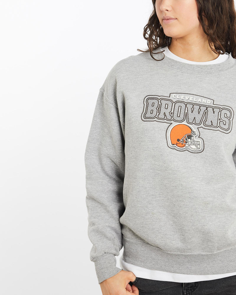 Vintage, NFL, Cleveland, Browns, Sweatshirt, The Real Deal, size medium, colour Grey, newtown, sydney, australia, thrift store, opshop, preloved, secondhand, sustainable, retro, antique, 70s, 80s, 90s, 2000s, 00s, fashion, clothing, streetwear, trendy, garment, style, boutique, store, shop, archive, sale, cheap, best, top, Sweats and hoodies