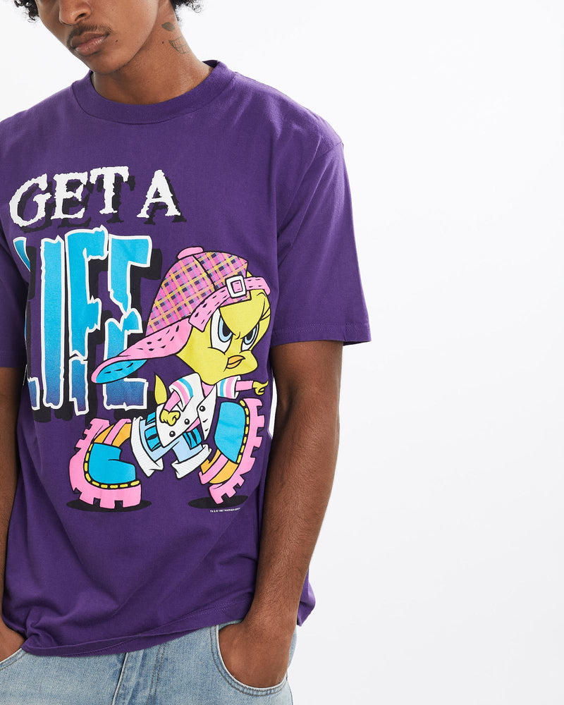 Vintage, 1997, Tweety, Bird, Looney, Tunes, Cartoon, Tee, The Real Deal, size large, colour Purple, newtown, sydney, australia, thrift store, opshop, preloved, secondhand, sustainable, retro, antique, 70s, 80s, 90s, 2000s, 00s, fashion, clothing, streetwear, trendy, garment, style, boutique, store, shop, archive, sale, cheap, best, top, T-Shirts