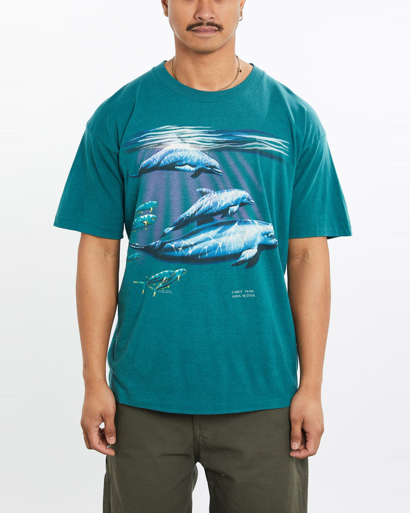 Vintage, 90s, Dolphin, Wildlife, Tee, The Real Deal, size large, colour Green, newtown, sydney, australia, thrift store, opshop, preloved, secondhand, sustainable, retro, antique, 70s, 80s, 90s, 2000s, 00s, fashion, clothing, streetwear, trendy, garment, style, boutique, store, shop, archive, sale, cheap, best, top, T-Shirts