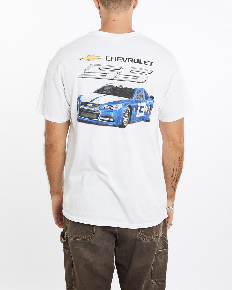 Vintage, Chevrolet, Racing, Tee, The Real Deal, size extra large, colour White, newtown, sydney, australia, thrift store, opshop, preloved, secondhand, sustainable, retro, antique, 70s, 80s, 90s, 2000s, 00s, fashion, clothing, streetwear, trendy, garment, style, boutique, store, shop, archive, sale, cheap, best, top, T-Shirts