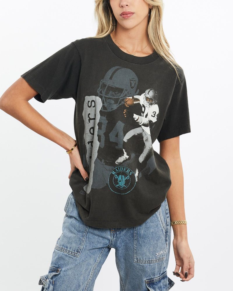 Vintage, 90s, NFL, Los, Angeles, Raiders, Tee, The Real Deal, size extra small, colour Black, newtown, sydney, australia, thrift store, opshop, preloved, secondhand, sustainable, retro, antique, 70s, 80s, 90s, 2000s, 00s, fashion, clothing, streetwear, trendy, garment, style, boutique, store, shop, archive, sale, cheap, best, top, T-Shirts