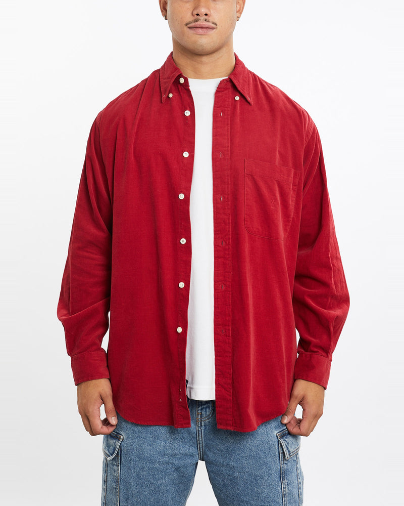 Vintage, 90s, Nautica, Corduroy, Button, Up, Shirt, The Real Deal, size large, colour Red, newtown, sydney, australia, thrift store, opshop, preloved, secondhand, sustainable, retro, antique, 70s, 80s, 90s, 2000s, 00s, fashion, clothing, streetwear, trendy, garment, style, boutique, store, shop, archive, sale, cheap, best, top, Shirts