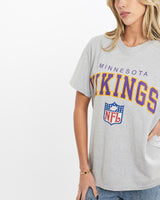 Vintage, 90s, Champion, NFL, Minnesota, Vikings, Tee, The Real Deal, size extra small, colour Grey, newtown, sydney, australia, thrift store, opshop, preloved, secondhand, sustainable, retro, antique, 70s, 80s, 90s, 2000s, 00s, fashion, clothing, streetwear, trendy, garment, style, boutique, store, shop, archive, sale, cheap, best, top, T-Shirts