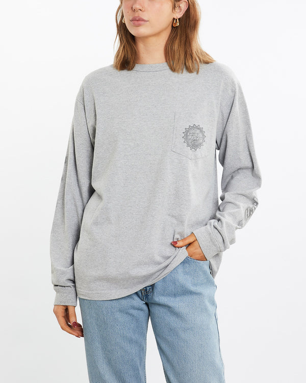 Vintage, Harley, Davidson, Long, Sleeve, Tee, The Real Deal, size large, colour Grey, newtown, sydney, australia, thrift store, opshop, preloved, secondhand, sustainable, retro, antique, 70s, 80s, 90s, 2000s, 00s, fashion, clothing, streetwear, trendy, garment, style, boutique, store, shop, archive, sale, cheap, best, top, T-Shirts