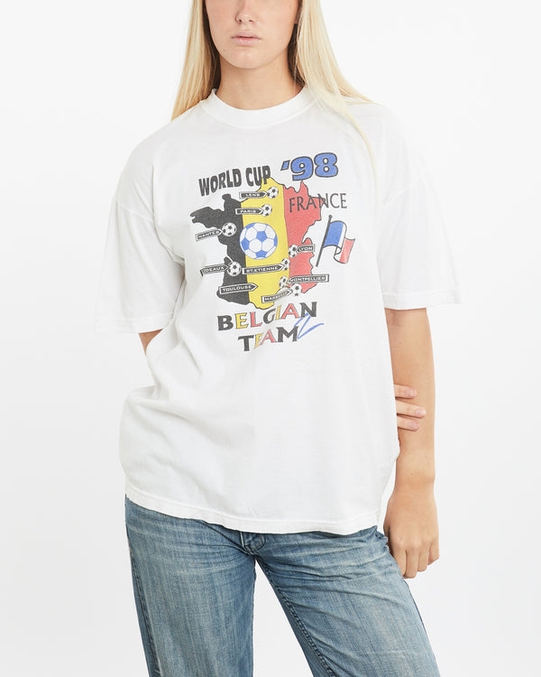 Vintage 1998 France FIFA World Cup Belgium Team Tee <br>M , The Real Deal , newtown, sydney, australia, thrift store, opshop, preloved, secondhand, sustainable, retro, antique, 70s, 80s, 90s, 2000s, 00s, fashion, clothing, streetwear, trendy, garment, style, boutique, store, shop, archive, sale, cheap, best, top
