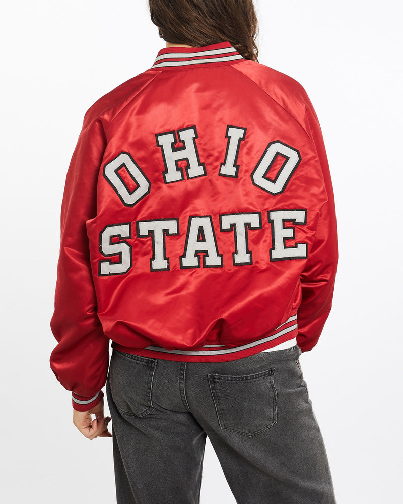 Vintage, 90s, Ohio, State, University, Satin, Bomber, Jacket, The Real Deal, size medium, colour Red, newtown, sydney, australia, thrift store, opshop, preloved, secondhand, sustainable, retro, antique, 70s, 80s, 90s, 2000s, 00s, fashion, clothing, streetwear, trendy, garment, style, boutique, store, shop, archive, sale, cheap, best, top, Jackets