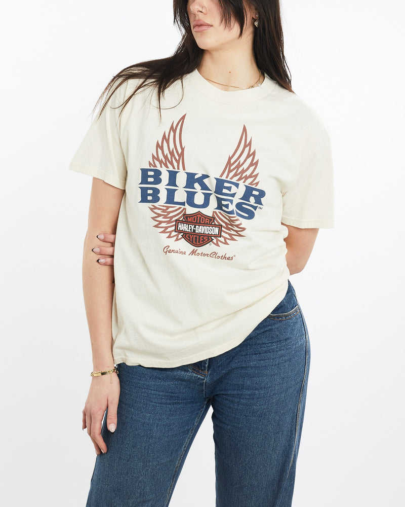 Vintage, 90s, Harley, Davidson, Biker, Blues', Tee, The Real Deal, size medium, colour Beige, newtown, sydney, australia, thrift store, opshop, preloved, secondhand, sustainable, retro, antique, 70s, 80s, 90s, 2000s, 00s, fashion, clothing, streetwear, trendy, garment, style, boutique, store, shop, archive, sale, cheap, best, top, T-Shirts