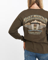 Vintage, Harley, Davidson, Long, Sleeve, Tee, The Real Deal, size medium, colour Brown, newtown, sydney, australia, thrift store, opshop, preloved, secondhand, sustainable, retro, antique, 70s, 80s, 90s, 2000s, 00s, fashion, clothing, streetwear, trendy, garment, style, boutique, store, shop, archive, sale, cheap, best, top, T-Shirts