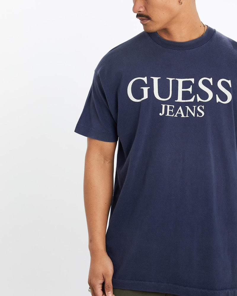 Vintage, 90s, Guess, Jeans, Tee, The Real Deal, size large, colour Navy, newtown, sydney, australia, thrift store, opshop, preloved, secondhand, sustainable, retro, antique, 70s, 80s, 90s, 2000s, 00s, fashion, clothing, streetwear, trendy, garment, style, boutique, store, shop, archive, sale, cheap, best, top, T-Shirts