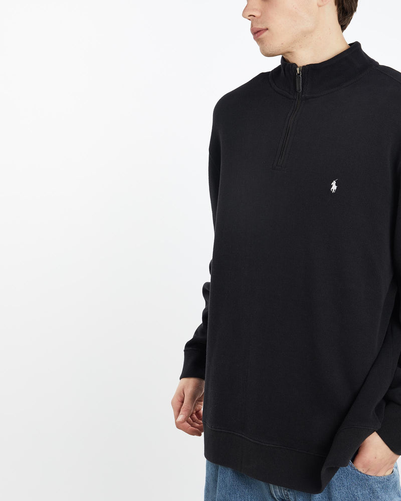 Vintage, 90s, Polo, Ralph, Lauren, Quarter, Zip, Sweater, The Real Deal, size extra large, colour Black, newtown, sydney, australia, thrift store, opshop, preloved, secondhand, sustainable, retro, antique, 70s, 80s, 90s, 2000s, 00s, fashion, clothing, streetwear, trendy, garment, style, boutique, store, shop, archive, sale, cheap, best, top, Sweats and hoodies