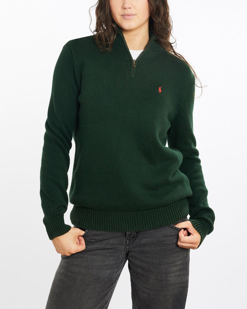 Vintage, 90s, Polo, Ralph, Lauren, Quarter, Zip, Knitted, Sweater, The Real Deal, size medium, colour Green, newtown, sydney, australia, thrift store, opshop, preloved, secondhand, sustainable, retro, antique, 70s, 80s, 90s, 2000s, 00s, fashion, clothing, streetwear, trendy, garment, style, boutique, store, shop, archive, sale, cheap, best, top, Sweats and hoodies