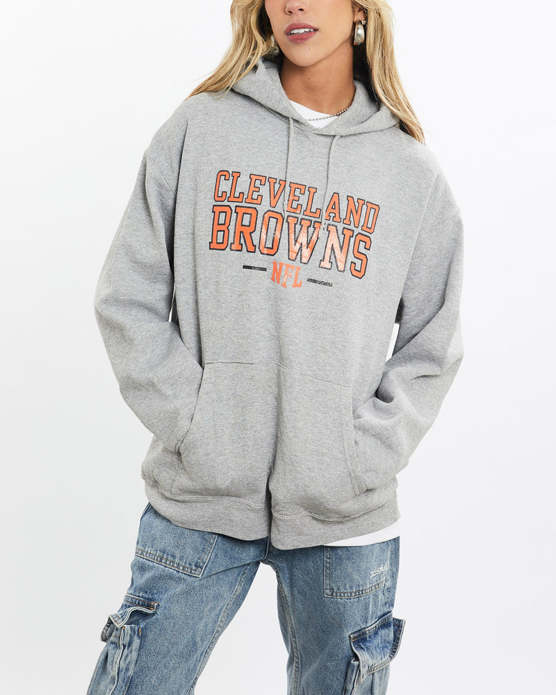Vintage, NFL, Cleveland, Browns, Hooded, Sweatshirt, The Real Deal, size small, colour Grey, newtown, sydney, australia, thrift store, opshop, preloved, secondhand, sustainable, retro, antique, 70s, 80s, 90s, 2000s, 00s, fashion, clothing, streetwear, trendy, garment, style, boutique, store, shop, archive, sale, cheap, best, top, Sweats and hoodies