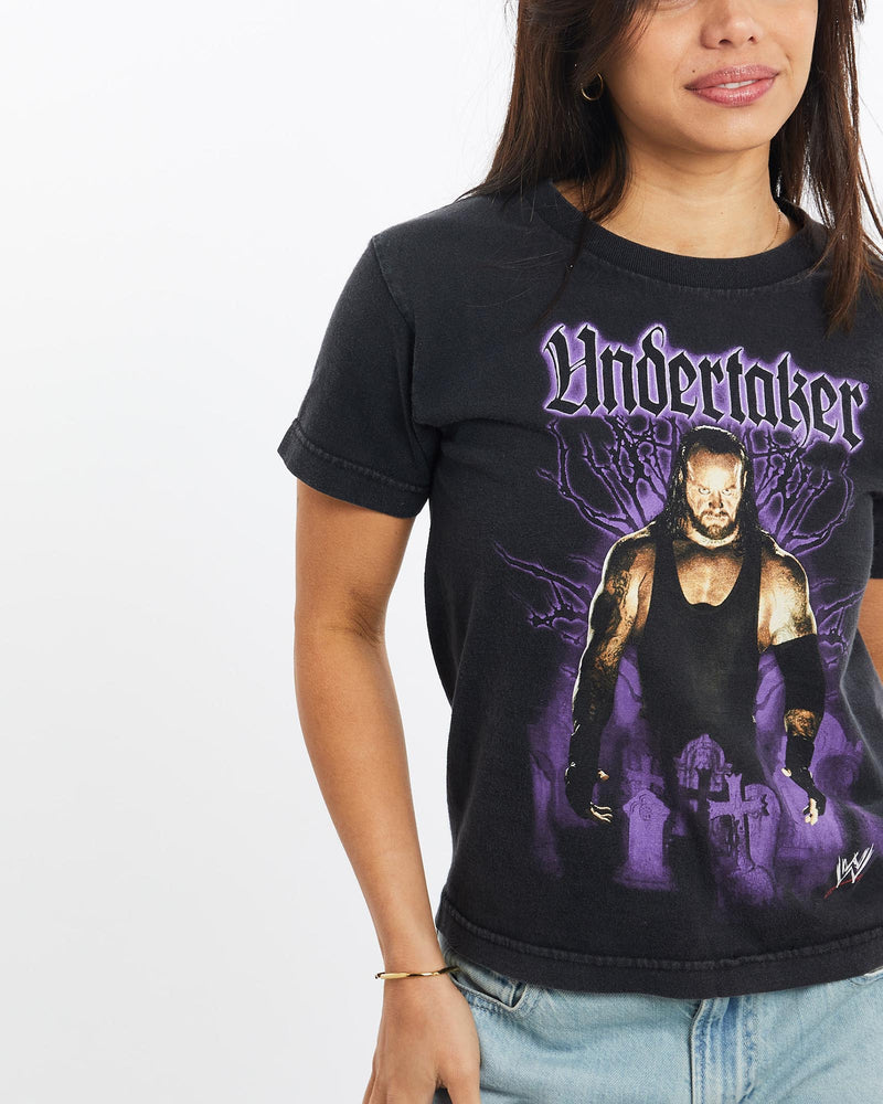 Vintage, WWE, Undertaker, Tee, The Real Deal, size double extra small, colour Black, newtown, sydney, australia, thrift store, opshop, preloved, secondhand, sustainable, retro, antique, 70s, 80s, 90s, 2000s, 00s, fashion, clothing, streetwear, trendy, garment, style, boutique, store, shop, archive, sale, cheap, best, top, T-Shirts