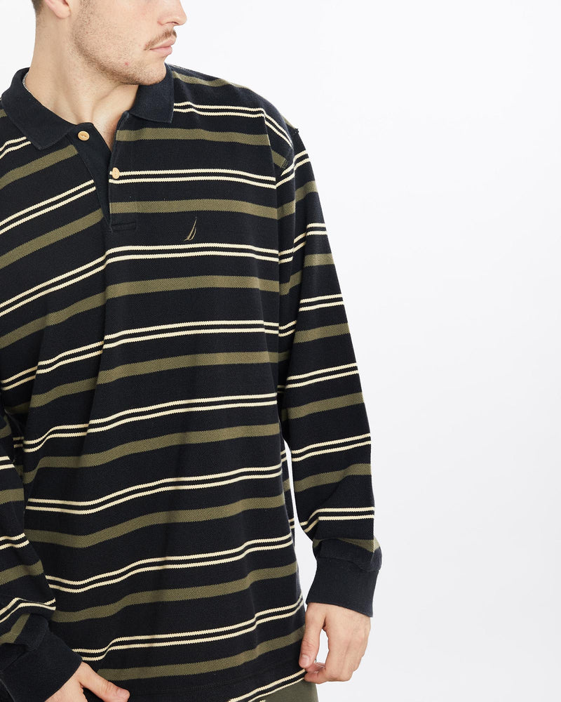 Vintage, Nautica, Long, Sleeve, Polo, Shirt, The Real Deal, size extra large, colour Multicolour, newtown, sydney, australia, thrift store, opshop, preloved, secondhand, sustainable, retro, antique, 70s, 80s, 90s, 2000s, 00s, fashion, clothing, streetwear, trendy, garment, style, boutique, store, shop, archive, sale, cheap, best, top, Shirts