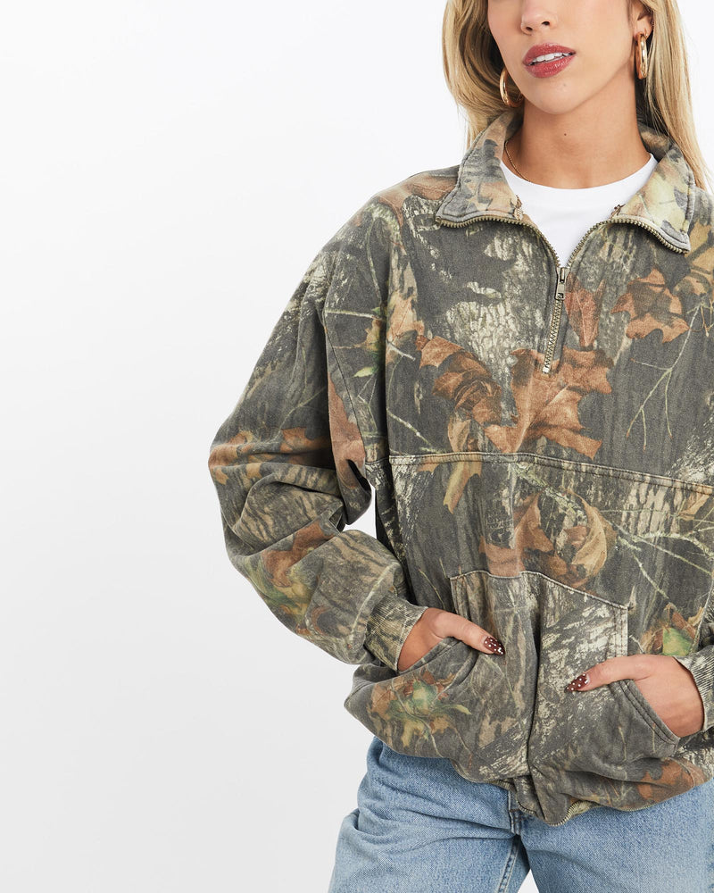 Vintage, 90s, Realtree, Camo, Quarter, Zip, Sweatshirt, The Real Deal, size small, colour Green, newtown, sydney, australia, thrift store, opshop, preloved, secondhand, sustainable, retro, antique, 70s, 80s, 90s, 2000s, 00s, fashion, clothing, streetwear, trendy, garment, style, boutique, store, shop, archive, sale, cheap, best, top, Sweats and hoodies