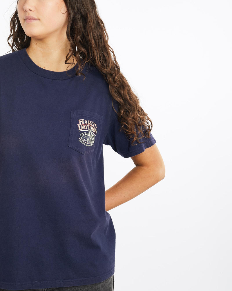 Vintage, Harley, Davidson, Tee, The Real Deal, size small, colour Navy, newtown, sydney, australia, thrift store, opshop, preloved, secondhand, sustainable, retro, antique, 70s, 80s, 90s, 2000s, 00s, fashion, clothing, streetwear, trendy, garment, style, boutique, store, shop, archive, sale, cheap, best, top, T-Shirts
