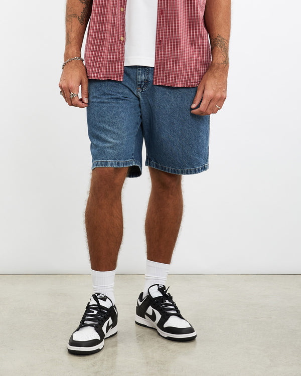 Vintage, Wrangler, Denim, Carpenter, Shorts, The Real Deal, size 36", colour Blue, newtown, sydney, australia, thrift store, opshop, preloved, secondhand, sustainable, retro, antique, 70s, 80s, 90s, 2000s, 00s, fashion, clothing, streetwear, trendy, garment, style, boutique, store, shop, archive, sale, cheap, best, top, Shorts