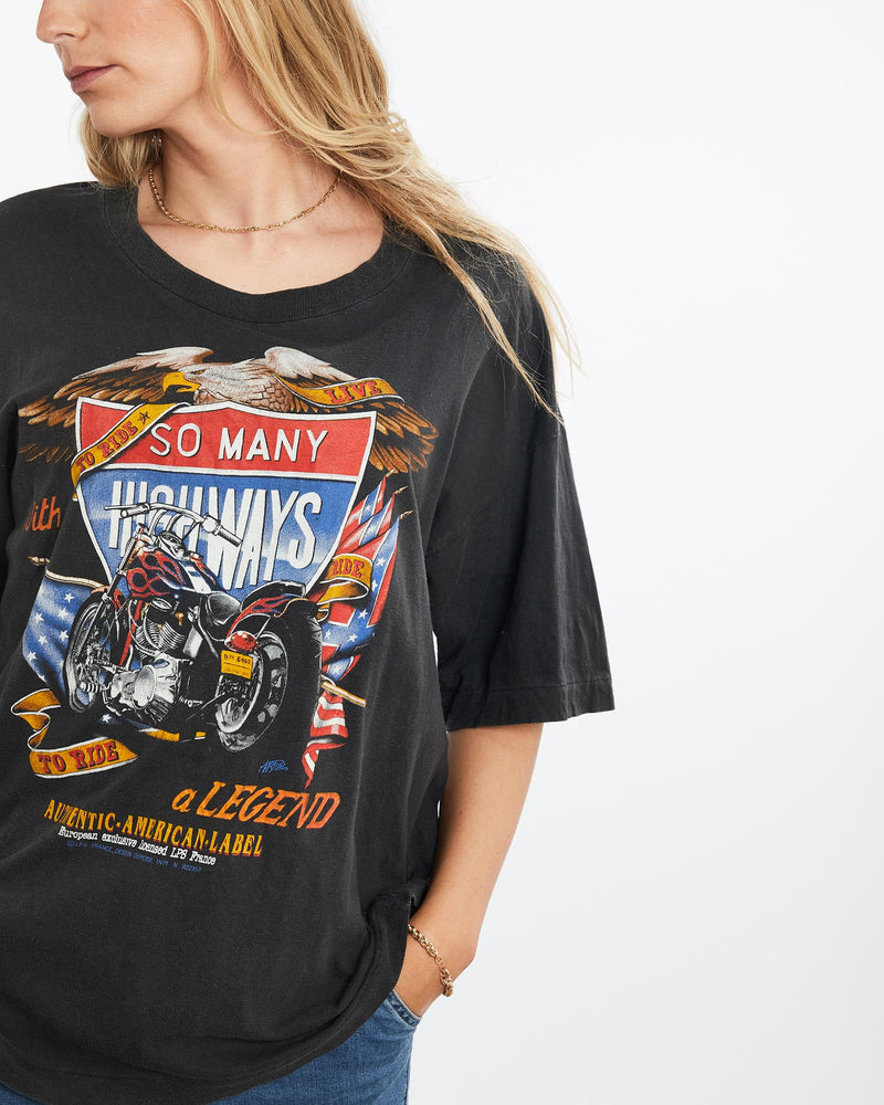 Vintage, 90s, Motorcycle, Tee, The Real Deal, size large, colour Black, newtown, sydney, australia, thrift store, opshop, preloved, secondhand, sustainable, retro, antique, 70s, 80s, 90s, 2000s, 00s, fashion, clothing, streetwear, trendy, garment, style, boutique, store, shop, archive, sale, cheap, best, top, T-Shirts