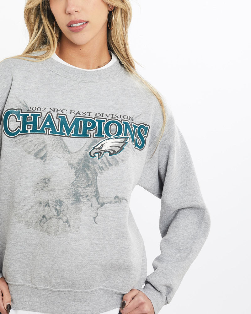 Vintage, NFL, Philadelphia, Eagles, Sweatshirt, The Real Deal, size extra small, colour Grey, newtown, sydney, australia, thrift store, opshop, preloved, secondhand, sustainable, retro, antique, 70s, 80s, 90s, 2000s, 00s, fashion, clothing, streetwear, trendy, garment, style, boutique, store, shop, archive, sale, cheap, best, top, Sweats and hoodies