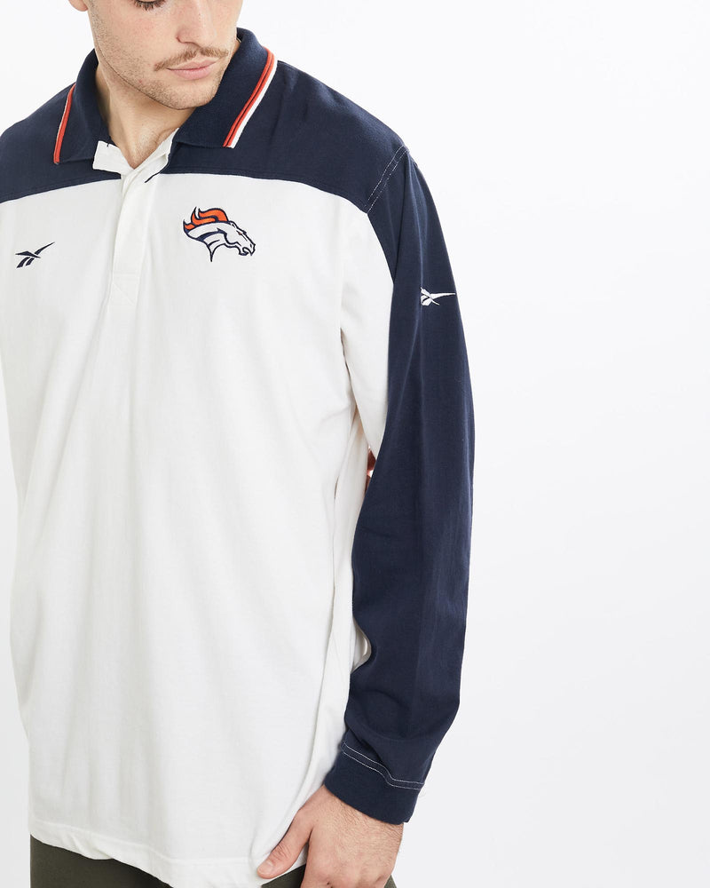 Vintage, Reebok, NFL, Denver, Broncos, Long, Sleeve, Polo, Shirt, The Real Deal, size extra large, colour Multicolour, newtown, sydney, australia, thrift store, opshop, preloved, secondhand, sustainable, retro, antique, 70s, 80s, 90s, 2000s, 00s, fashion, clothing, streetwear, trendy, garment, style, boutique, store, shop, archive, sale, cheap, best, top, Shirts