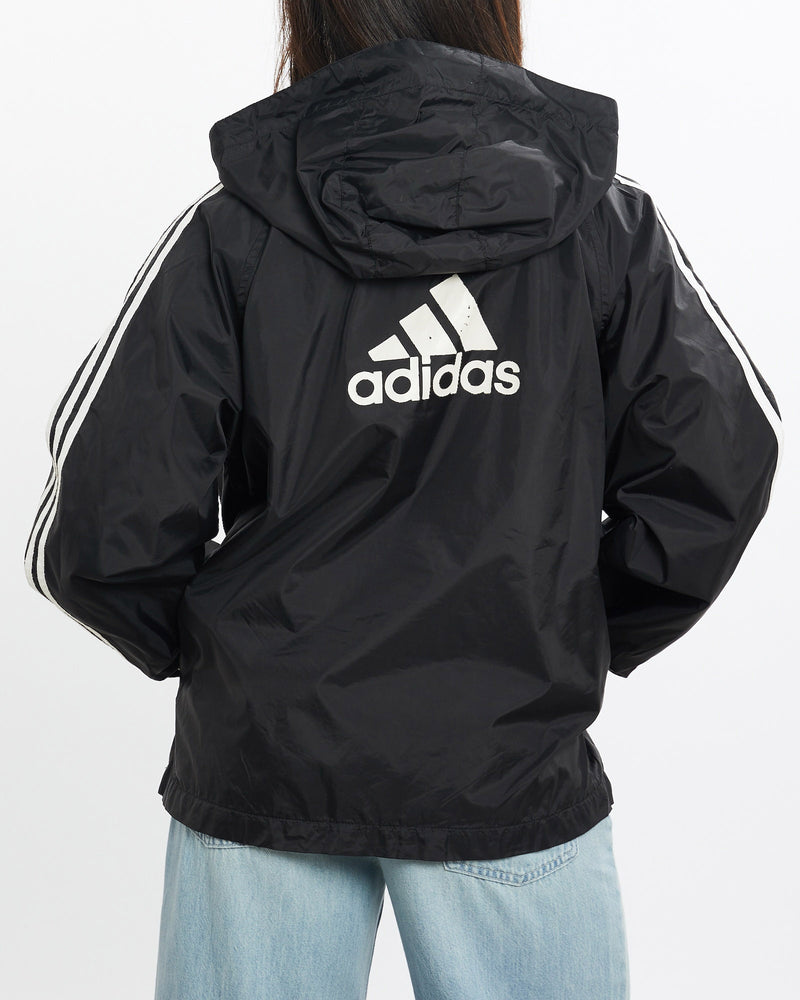 Vintage, 90s, Adidas, Windbreaker, Jacket, The Real Deal, size extra small, colour Black, newtown, sydney, australia, thrift store, opshop, preloved, secondhand, sustainable, retro, antique, 70s, 80s, 90s, 2000s, 00s, fashion, clothing, streetwear, trendy, garment, style, boutique, store, shop, archive, sale, cheap, best, top, Jackets
