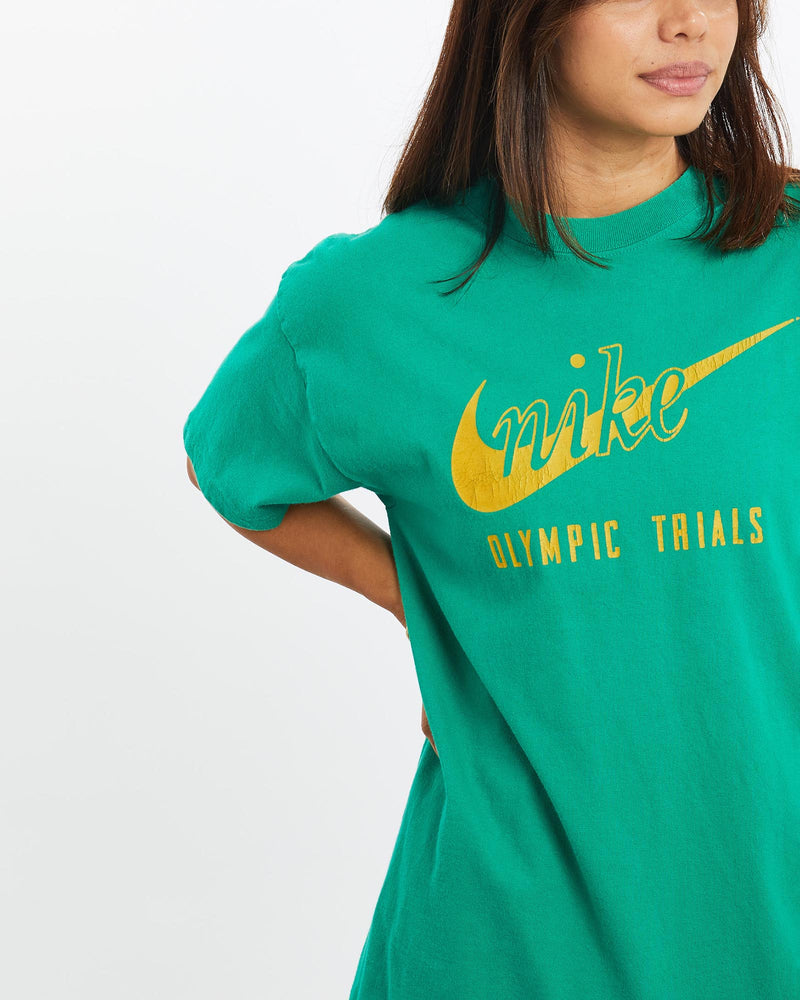 Vintage, 90s, Nike, Olympic, Trials, Tee, The Real Deal, size extra small, colour Black, newtown, sydney, australia, thrift store, opshop, preloved, secondhand, sustainable, retro, antique, 70s, 80s, 90s, 2000s, 00s, fashion, clothing, streetwear, trendy, garment, style, boutique, store, shop, archive, sale, cheap, best, top, T-Shirts