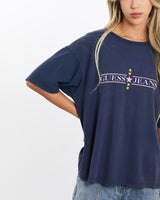 Vintage, 90s, Guess, Jeans, Tee, The Real Deal, size small, colour Navy, newtown, sydney, australia, thrift store, opshop, preloved, secondhand, sustainable, retro, antique, 70s, 80s, 90s, 2000s, 00s, fashion, clothing, streetwear, trendy, garment, style, boutique, store, shop, archive, sale, cheap, best, top, T-Shirts