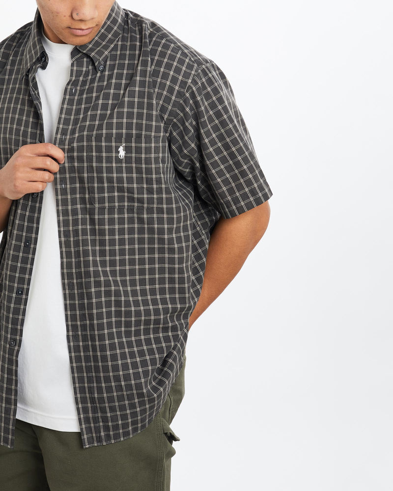 Vintage, 90s, Polo, Ralph, Lauren, Short, Sleeve, Button, Up, Shirt, The Real Deal, size large, colour Black, newtown, sydney, australia, thrift store, opshop, preloved, secondhand, sustainable, retro, antique, 70s, 80s, 90s, 2000s, 00s, fashion, clothing, streetwear, trendy, garment, style, boutique, store, shop, archive, sale, cheap, best, top, Shirts