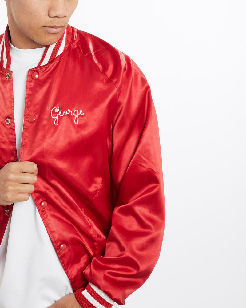 Vintage, 90s, Andre, Dan's, Club', Satin, Bomber, Jacket, The Real Deal, size large, colour Red, newtown, sydney, australia, thrift store, opshop, preloved, secondhand, sustainable, retro, antique, 70s, 80s, 90s, 2000s, 00s, fashion, clothing, streetwear, trendy, garment, style, boutique, store, shop, archive, sale, cheap, best, top, Jackets