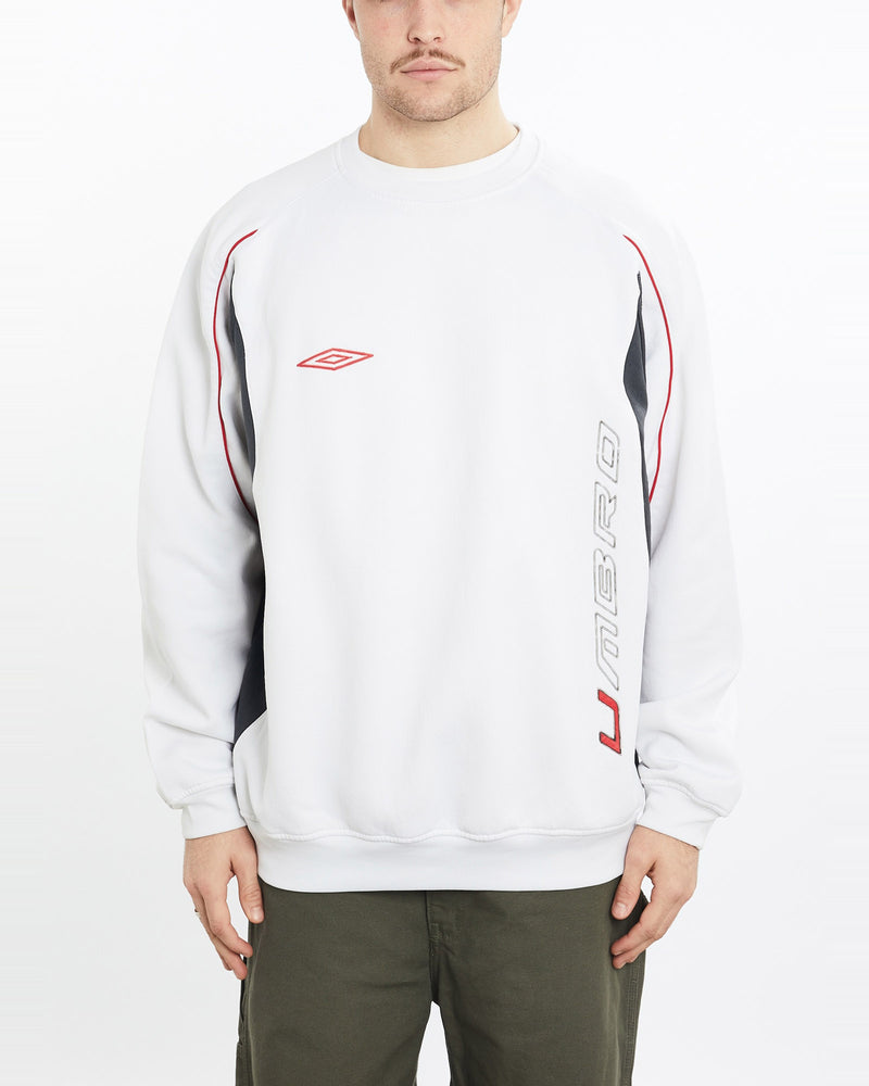 Vintage, 90s, Umbro, Sweatshirt, The Real Deal, size extra large, colour White, newtown, sydney, australia, thrift store, opshop, preloved, secondhand, sustainable, retro, antique, 70s, 80s, 90s, 2000s, 00s, fashion, clothing, streetwear, trendy, garment, style, boutique, store, shop, archive, sale, cheap, best, top, Sweats and hoodies