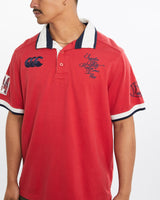 Vintage, Canterbury, Short, Sleeve, Rugby, Shirt, The Real Deal, size large, colour Red, newtown, sydney, australia, thrift store, opshop, preloved, secondhand, sustainable, retro, antique, 70s, 80s, 90s, 2000s, 00s, fashion, clothing, streetwear, trendy, garment, style, boutique, store, shop, archive, sale, cheap, best, top, Shirts