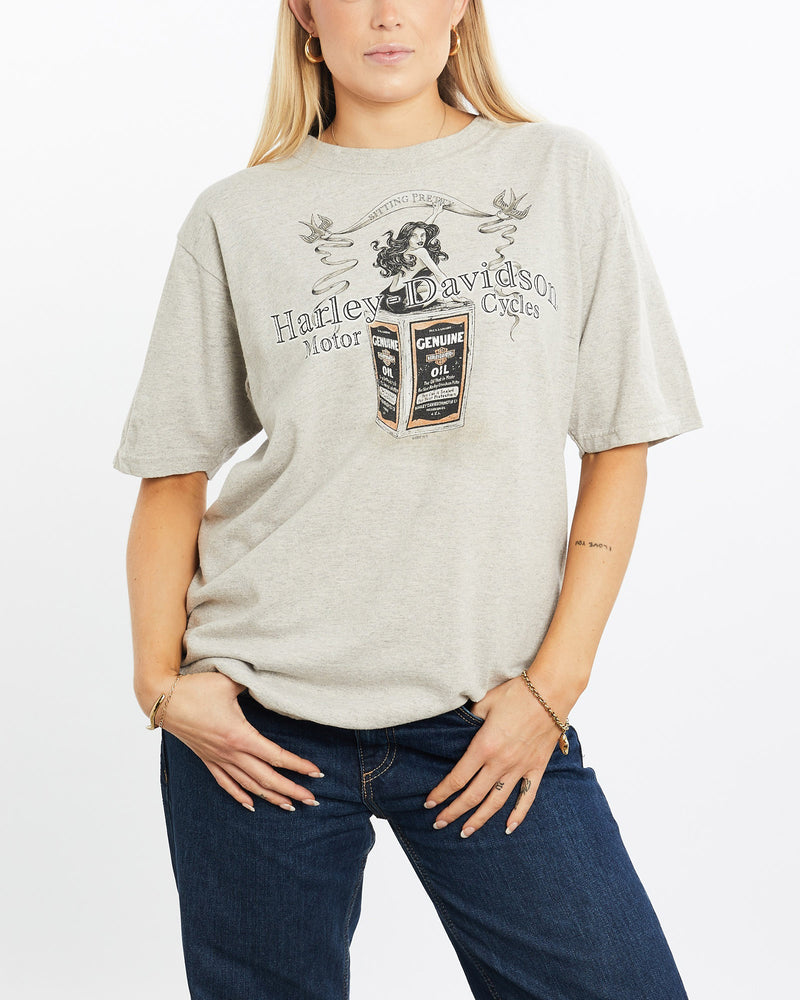 Vintage, Harley, Davidson, Tee, The Real Deal, size medium, colour Grey, newtown, sydney, australia, thrift store, opshop, preloved, secondhand, sustainable, retro, antique, 70s, 80s, 90s, 2000s, 00s, fashion, clothing, streetwear, trendy, garment, style, boutique, store, shop, archive, sale, cheap, best, top, T-Shirts