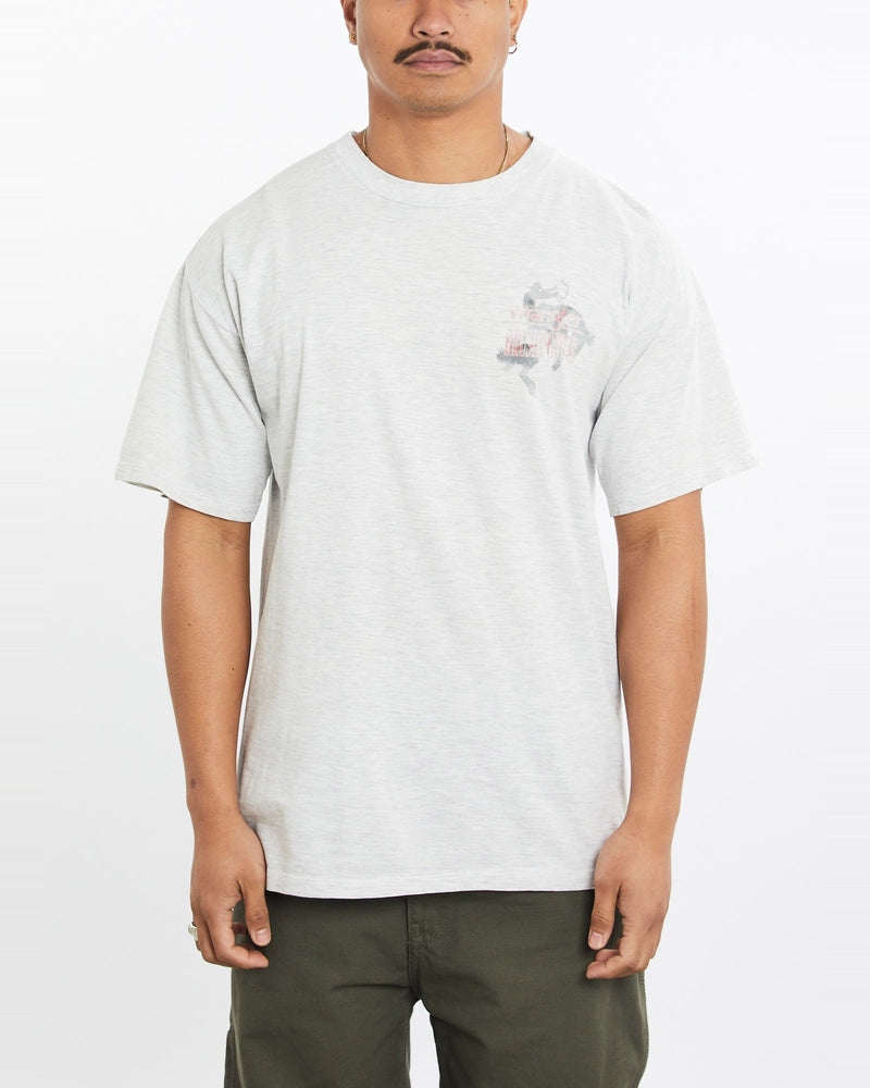 Vintage, 90s, Wrangler, Tee, The Real Deal, size large, colour Grey, newtown, sydney, australia, thrift store, opshop, preloved, secondhand, sustainable, retro, antique, 70s, 80s, 90s, 2000s, 00s, fashion, clothing, streetwear, trendy, garment, style, boutique, store, shop, archive, sale, cheap, best, top, T-Shirts