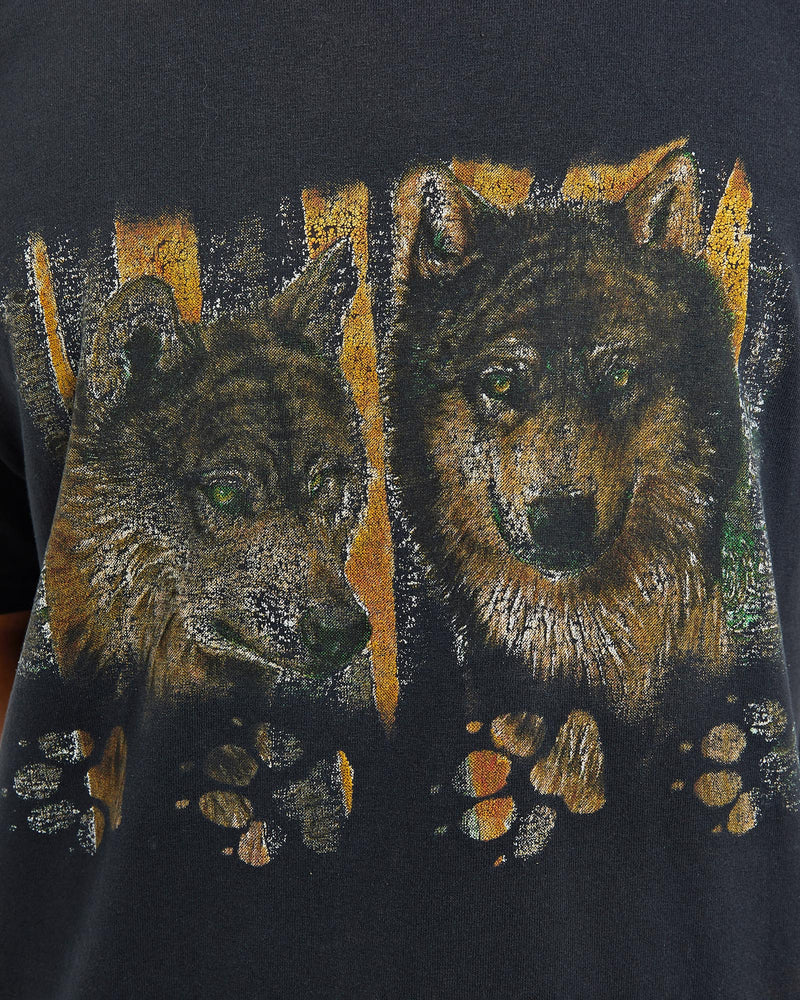 Vintage, Wolf, Wildlife, Tee, The Real Deal, size medium, colour Black, newtown, sydney, australia, thrift store, opshop, preloved, secondhand, sustainable, retro, antique, 70s, 80s, 90s, 2000s, 00s, fashion, clothing, streetwear, trendy, garment, style, boutique, store, shop, archive, sale, cheap, best, top, T-Shirts