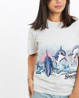 Vintage, 1989, Sea, World, Shamu', Wildlife, Tee, The Real Deal, size double extra small, colour Grey, newtown, sydney, australia, thrift store, opshop, preloved, secondhand, sustainable, retro, antique, 70s, 80s, 90s, 2000s, 00s, fashion, clothing, streetwear, trendy, garment, style, boutique, store, shop, archive, sale, cheap, best, top, T-Shirts