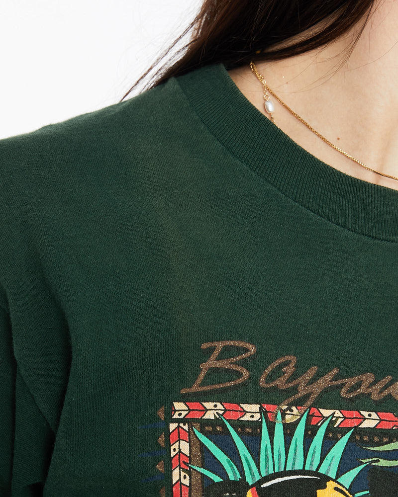 Vintage, 1991, New, Orleans, Bayou, Beat', Tee, The Real Deal, size medium, colour Green, newtown, sydney, australia, thrift store, opshop, preloved, secondhand, sustainable, retro, antique, 70s, 80s, 90s, 2000s, 00s, fashion, clothing, streetwear, trendy, garment, style, boutique, store, shop, archive, sale, cheap, best, top, T-Shirts