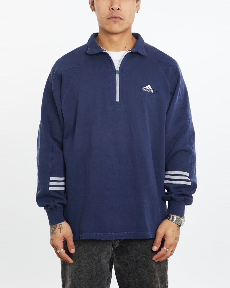 Vintage 90s Adidas Quarter Zip Sweatshirt <br>XL , The Real Deal , newtown, sydney, australia, thrift store, opshop, preloved, secondhand, sustainable, retro, antique, 70s, 80s, 90s, 2000s, 00s, fashion, clothing, streetwear, trendy, garment, style, boutique, store, shop, archive, sale, cheap, best, top