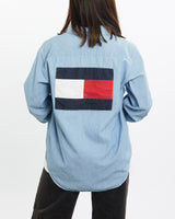 Vintage, 90s, Tommy, Hilfiger, Chambray, Button, Up, Shirt, The Real Deal, size extra small, colour Navy, newtown, sydney, australia, thrift store, opshop, preloved, secondhand, sustainable, retro, antique, 70s, 80s, 90s, 2000s, 00s, fashion, clothing, streetwear, trendy, garment, style, boutique, store, shop, archive, sale, cheap, best, top, Shirts