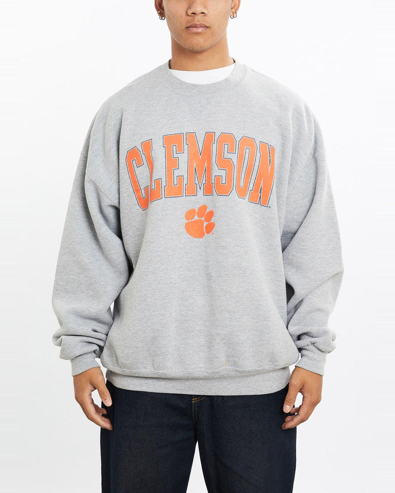 Vintage, 90s, NCAA, Clemson, Tigers, Sweatshirt, The Real Deal, size large, colour Grey, newtown, sydney, australia, thrift store, opshop, preloved, secondhand, sustainable, retro, antique, 70s, 80s, 90s, 2000s, 00s, fashion, clothing, streetwear, trendy, garment, style, boutique, store, shop, archive, sale, cheap, best, top, Sweats and hoodies