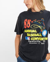 Vintage, 1989, MLB, Baseball, Convention, Tee, The Real Deal, size medium, colour Black, newtown, sydney, australia, thrift store, opshop, preloved, secondhand, sustainable, retro, antique, 70s, 80s, 90s, 2000s, 00s, fashion, clothing, streetwear, trendy, garment, style, boutique, store, shop, archive, sale, cheap, best, top, T-Shirts