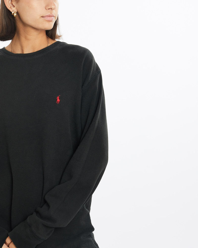 Vintage, Polo, Ralph, Lauren, Thermal, Long, Sleeve, Tee, The Real Deal, size medium, colour Black, newtown, sydney, australia, thrift store, opshop, preloved, secondhand, sustainable, retro, antique, 70s, 80s, 90s, 2000s, 00s, fashion, clothing, streetwear, trendy, garment, style, boutique, store, shop, archive, sale, cheap, best, top, T-Shirts