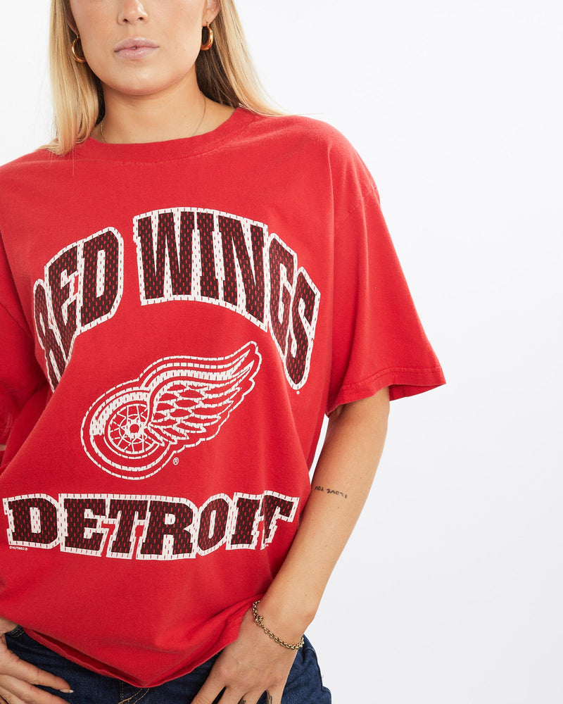 Vintage, 90s, NHL, Detroit, Red, Wings, Tee, The Real Deal, size medium, colour Red, newtown, sydney, australia, thrift store, opshop, preloved, secondhand, sustainable, retro, antique, 70s, 80s, 90s, 2000s, 00s, fashion, clothing, streetwear, trendy, garment, style, boutique, store, shop, archive, sale, cheap, best, top, T-Shirts