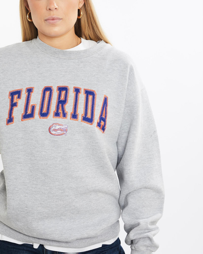 Vintage, NCAA, Florida, Gators, Sweatshirt, The Real Deal, size medium, colour Grey, newtown, sydney, australia, thrift store, opshop, preloved, secondhand, sustainable, retro, antique, 70s, 80s, 90s, 2000s, 00s, fashion, clothing, streetwear, trendy, garment, style, boutique, store, shop, archive, sale, cheap, best, top, Sweats and hoodies