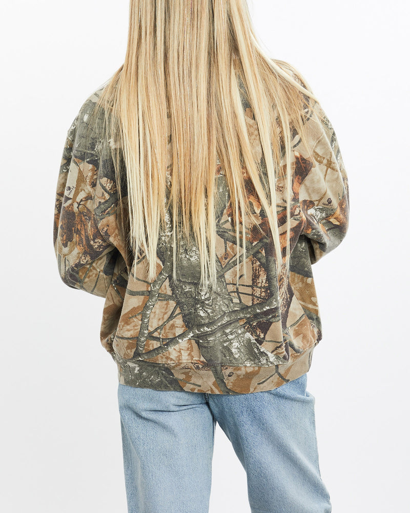 Vintage, Realtree, Camo, Sweatshirt, The Real Deal, size extra small, colour Green, newtown, sydney, australia, thrift store, opshop, preloved, secondhand, sustainable, retro, antique, 70s, 80s, 90s, 2000s, 00s, fashion, clothing, streetwear, trendy, garment, style, boutique, store, shop, archive, sale, cheap, best, top, Sweats and hoodies